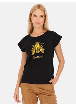 Czarny t-shirt z motywem owada Smashed Lemon 24690 ze sklepu Eye For Fashion w kategorii Bluzki damskie - zdjęcie 175007624