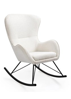 Biały fotel bujany z tkaniny boucle B9-R75 ze sklepu Edinos.pl w kategorii Fotele - zdjęcie 175008691