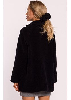 Krótki płaszcz damski z włosem czarny M808, Kolor czarny, Rozmiar 2XL/3XL, MOE ze sklepu Primodo w kategorii Płaszcze damskie - zdjęcie 175020931