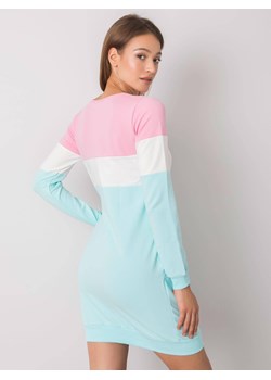 Trójkolorowa długa bluza damska z kieszeniami róż/ecru/mięta (5869) ze sklepu goodlookin.pl w kategorii Bluzy damskie - zdjęcie 175022710