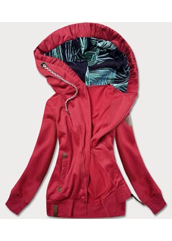 Bluza damska z ozdobnym kapturem czerwona (AMG725-2) ze sklepu goodlookin.pl w kategorii Bluzy damskie - zdjęcie 175045634