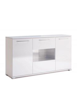 Biała duża komoda z witryną 150 cm - Wilhelm 16X ze sklepu Edinos.pl w kategorii Komody - zdjęcie 175047933
