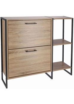 Loftowa dwukomorowa szafka na buty z otwartymi półkami - Tamil 8X ze sklepu Edinos.pl w kategorii Zestawy mebli do przedpokoju - zdjęcie 175048001