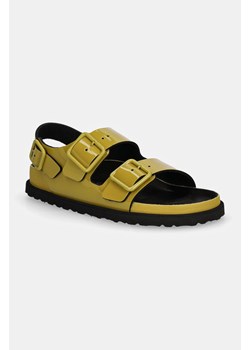 Birkenstock 1774 sandały skórzane Milano Shiny Patent Leather damskie kolor zielony 1028712 ze sklepu PRM w kategorii Sandały damskie - zdjęcie 175054174