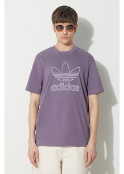 adidas Originals t-shirt bawełniany Trefoil Tee męski kolor fioletowy z aplikacją IR7992 ze sklepu PRM w kategorii T-shirty męskie - zdjęcie 175054362