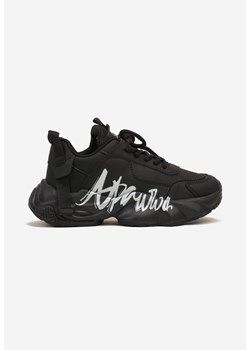 Czarne Buty Sportowe Sneakersy na Platformie z Tłoczeniem z Napisem Valerisia ze sklepu renee.pl w kategorii Buty sportowe dziecięce - zdjęcie 175055760