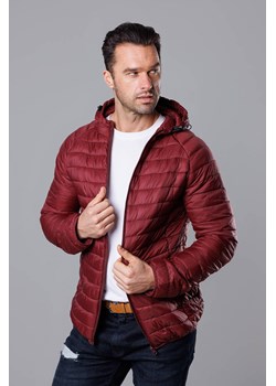 Pikowana kurtka męska z kapturem bordo (HM112-6) ze sklepu goodlookin.pl w kategorii Kurtki męskie - zdjęcie 175058103