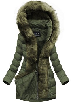 Pikowana kurtka damska zimowa z kapturem khaki (w749-1) ze sklepu goodlookin.pl w kategorii Kurtki damskie - zdjęcie 175059133