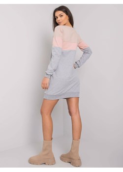 Trójkolorowa długa bluza damska z kieszeniami beż/róż/szary (5869) ze sklepu goodlookin.pl w kategorii Bluzy damskie - zdjęcie 175067532