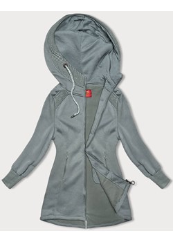Długa bluza damska szarozielona (AMG-321A) ze sklepu goodlookin.pl w kategorii Bluzy damskie - zdjęcie 175072751