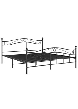 Czarne metalowe łóżko małżeńskie 200x200 cm - Iroz ze sklepu Edinos.pl w kategorii Łóżka i materace - zdjęcie 175077552