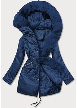 Parka damska z futerkiem granatowa (5m762-215) ze sklepu goodlookin.pl w kategorii Parki damskie - zdjęcie 175081444