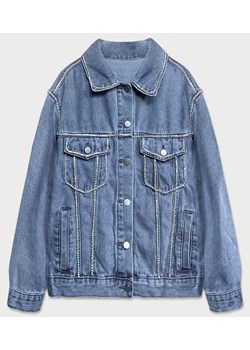 Jeansowa kurtka damska denim cyrkonie niebieska (t2861) ze sklepu goodlookin.pl w kategorii Kurtki damskie - zdjęcie 175081492