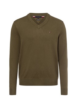 Tommy Hilfiger Sweter z dodatkiem kaszmiru Mężczyźni Bawełna oliwkowy jednolity ze sklepu vangraaf w kategorii Swetry męskie - zdjęcie 175083352