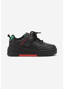 Czarno-Zielone Płaskie Buty Sportowe Sneakersy ze Sznurowaniem i Perforacją Avarille ze sklepu born2be.pl w kategorii Buty sportowe dziecięce - zdjęcie 175085900