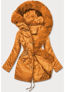 Parka damska z futerkiem pomarańczowa (5m762-254) ze sklepu goodlookin.pl w kategorii Parki damskie - zdjęcie 175088432