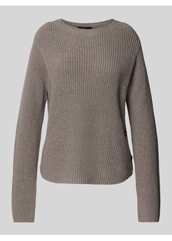 Sweter z dzianiny z prążkowanym,okrągłym dekoltem ze sklepu Peek&Cloppenburg  w kategorii Swetry damskie - zdjęcie 175098814