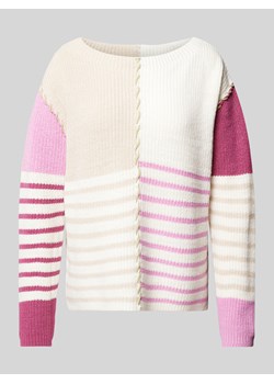 Sweter w stylu patchworkowym z dekoltem w łódkę ze sklepu Peek&Cloppenburg  w kategorii Swetry damskie - zdjęcie 175098953