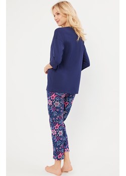 Piżama damska z 3/4 rękawem i 7/8 spodniami granatowa Folk, Kolor granatowy-wzór, Rozmiar XL, Italian Fashion ze sklepu Intymna w kategorii Piżamy damskie - zdjęcie 175100673
