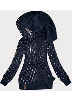 Ciepła rozpinana bluza w kotwice ciemny granat (2307) ze sklepu goodlookin.pl w kategorii Bluzy damskie - zdjęcie 175105882