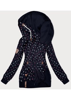Gruba bluza w kotwice ze skośnym zamkiem ciemny granat (2308) ze sklepu goodlookin.pl w kategorii Bluzy damskie - zdjęcie 175105914