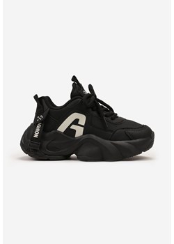 Czarne Buty Sportowe Sneakersy na Platformie z Tłoczeniem i Napisem Valanora ze sklepu renee.pl w kategorii Buty sportowe dziecięce - zdjęcie 175113184