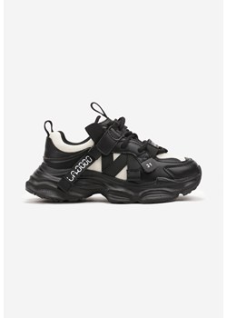 Czarne Buty Sportowe Sneakersy na Tłoczonej Piankowej Podeszwie z Zapięciem na Rzep Benilora ze sklepu renee.pl w kategorii Buty sportowe dziecięce - zdjęcie 175113541