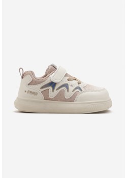 Beżowe Buty Sportowe Sneakersy z Geometrycznym Wzorem i Sznurowaniem Lorirana ze sklepu renee.pl w kategorii Buty sportowe dziecięce - zdjęcie 175121474