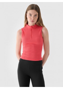 Damski top slim basic 4F 4FRAW24TSLEF182 - czerwony ze sklepu Sportstylestory.com w kategorii Bluzki damskie - zdjęcie 175123311