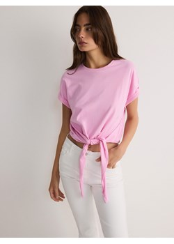 Reserved - T-shirt z wiązaniem - pastelowy róż ze sklepu Reserved w kategorii Bluzki damskie - zdjęcie 175142781