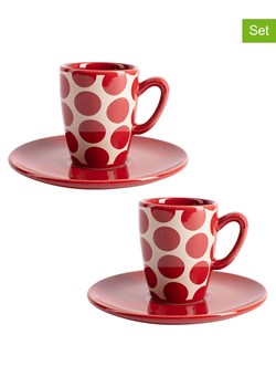 Benetton Filiżanki (2 szt.) w kolorze czerwono-kremowym do kawy - 75 ml ze sklepu Limango Polska w kategorii Dzbanki i zaparzacze - zdjęcie 175158641