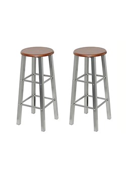 Srebrno-brązowy metalowy stołek barowy A6-S41 ze sklepu Edinos.pl w kategorii Dom - zdjęcie 175163594