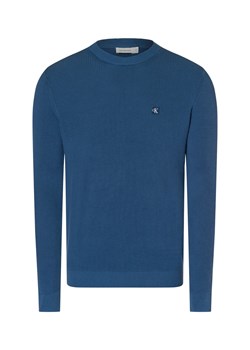 Calvin Klein Jeans Męski sweter z dzianiny Mężczyźni Bawełna indygo jednolity ze sklepu vangraaf w kategorii Swetry męskie - zdjęcie 175166251