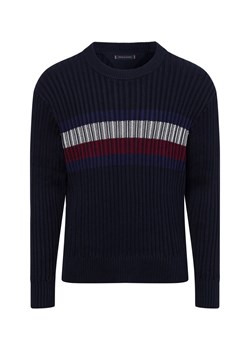 Tommy Hilfiger Męski sweter z dzianiny Mężczyźni Bawełna granatowy jednolity ze sklepu vangraaf w kategorii Swetry męskie - zdjęcie 175173291