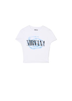 Cropp - Biała koszulka Nirvana - biały ze sklepu Cropp w kategorii Bluzki damskie - zdjęcie 175177732