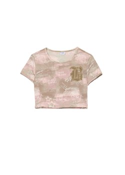 Cropp - Krótszy T-shirt z nadrukiem all over - wielobarwny ze sklepu Cropp w kategorii Bluzki damskie - zdjęcie 175186373