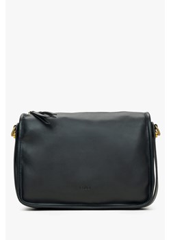 Estro: Czarna skórzana torebka damska z szerokim paskiem ze sklepu Estro w kategorii Torebki damskie - zdjęcie 175187042