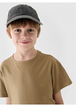 Dziewczęcy t-shirt basic 4F 4FJRAW24TTSHF2313 - brązowy ze sklepu Sportstylestory.com w kategorii Bluzki dziewczęce - zdjęcie 175187631