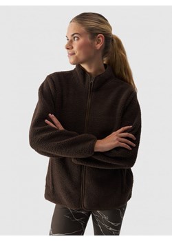 Damski polar sherpa rozpinany 4F 4FWAW24TFLEF285 - brązowy ze sklepu Sportstylestory.com w kategorii Bluzy damskie - zdjęcie 175187721