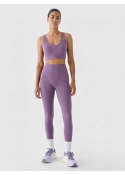 Damskie legginsy treningowe 4F 4FWAW24TFTIF317 - fioletowe ze sklepu Sportstylestory.com w kategorii Spodnie damskie - zdjęcie 175194103