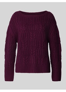 Sweter o luźnym kroju z dzianiny w warkocze z bocznymi rozcięciami ze sklepu Peek&Cloppenburg  w kategorii Swetry damskie - zdjęcie 175194734