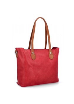 Torebka Damska Shopper Bag XL z Kosmetyczką firmy Herisson H8806 Czerwona ze sklepu PaniTorbalska w kategorii Torby Shopper bag - zdjęcie 175196143