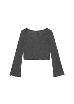 Cropp - Prążkowana szara koszulka longsleeve - szary ze sklepu Cropp w kategorii Bluzki damskie - zdjęcie 175196664