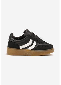 Czarne Buty Sportowe Sneakersy na Płaskiej Podeszwie Ozdobione Paskami Cretara ze sklepu renee.pl w kategorii Buty sportowe dziecięce - zdjęcie 175196723