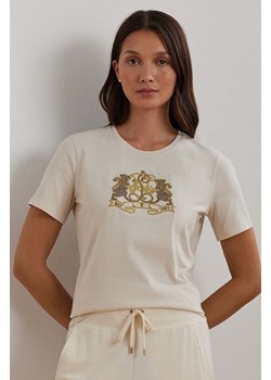 Lauren Ralph Lauren t-shirt bawełniany damski kolor beżowy 200951368 ze sklepu ANSWEAR.com w kategorii Bluzki damskie - zdjęcie 175200622