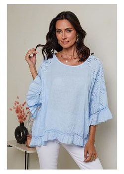 Le Monde du Lin Lniana bluzka w kolorze błękitnym ze sklepu Limango Polska w kategorii Bluzki damskie - zdjęcie 175219984