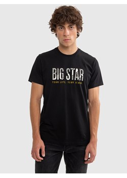 Koszulka męska z nadrukiem czarna Bortos 906 ze sklepu Big Star w kategorii T-shirty męskie - zdjęcie 175232060