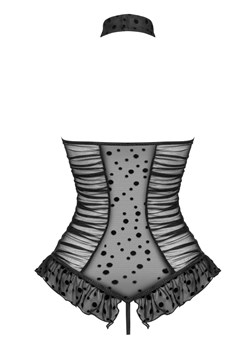 Czarne body z falbanką i wiązaniem Carlotta teddy, Kolor czarny, Rozmiar S/M, Beauty Night ze sklepu Intymna w kategorii Body damskie - zdjęcie 175249021