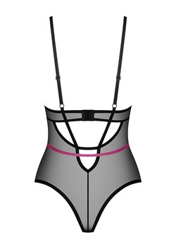 Obsessive transparentne body z paskami Novenes, Kolor czarny, Rozmiar XS/S, Obsessive ze sklepu Intymna w kategorii Body damskie - zdjęcie 175249510