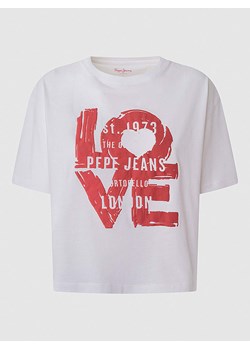 Pepe Jeans Koszulka w kolorze białym ze sklepu Limango Polska w kategorii Bluzki damskie - zdjęcie 175260864